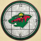 Sports Team Nhl Art Glass Clock, NHL TEAMS, MINNESOTA WILDS