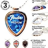 Chrome Guitar Pick Holder Pendant Necklace w Adjustable Nickel Chain Necklace & Pick Set By Atlantic Seaboard Trading Co.