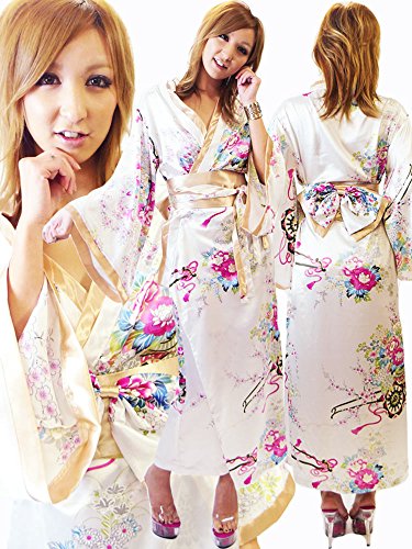 (ジークィーン) G-QUEEN 9301サテン花魁さくらん和柄帯リボンSetぉ着物ロングドレス