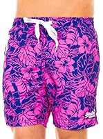 Superdry Short de Baño (Azul / Fucsia)