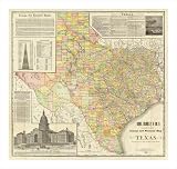 Large Scale County and Railroad Map of Texas; 1891 by Rand McNally and Company poster print,40 in. x