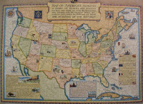 Liberty Puzzles - Paul M. Paine "Map of America's Making" Classic Wooden Jigsaw Puzzle, 706 Pieces (16 Inches x 22 Inches)