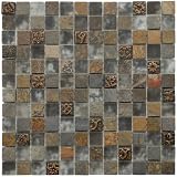 Abbey Cologne 12 x 12 Inch Glass and Stone Mosaic Wall Tile or kitchen/bathroom backsplash mosaic tile (10 Pcs/10 Sq. Ft. Per Case)