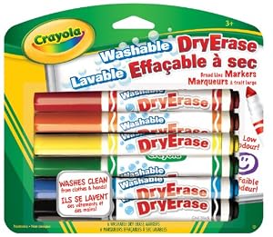 Crayola 6 Dry Erase Markers, Washable Broad Line