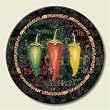 Lazy Susan ~ Chili Peppers ~ decorative tempered glass ~ 16 inch diameter ~ code 264