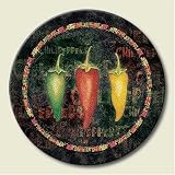 Lazy Susan ~ Chili Peppers ~ decorative tempered glass ~ 16 inch diameter ~ code 264
