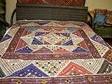 Purple Orange Ivory Bedspread Banjara Mirror Hand Embroidered Wall Tapestry Throw 80x90
