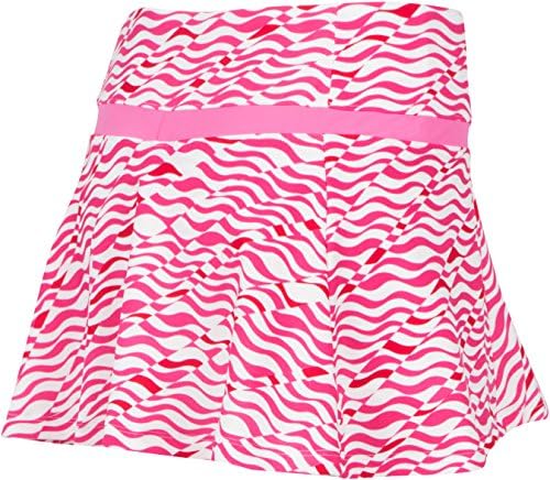 Bpassionit Actiivewear Womens Breeze Tennis Skirt with Attached Undershort (Small, Pink / White Print)