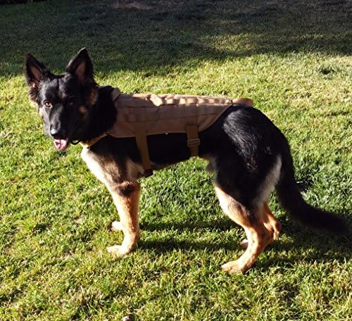 K9 Tactical Dog Harness with MOLLE compatible straps and Velcro Padding (Hunting Harness for Dogs) (Coyote Tan, Extra Large)