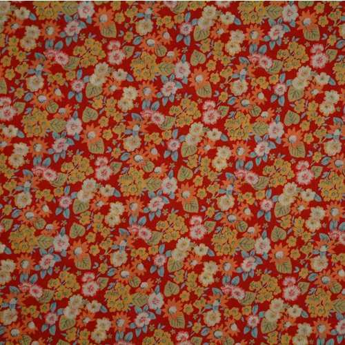Red Floral Lawn Cotton Handkerchief