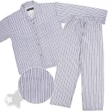 Red and White Striped Woven Cotton Pajamas for Men