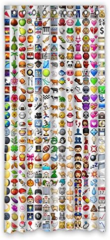 DONGMEN Plenty iPhone Emojis White Background Ployester Window Curtain 50"x108" One Piece Perfect for Living Room Bedroom Bathroom and Kitchen