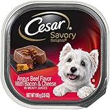 CESAR SAVORY DELIGHTS Angus Beef Flavor with Cheese & Bacon Dog Food Trays 3.5 oz. (Pack of 24)