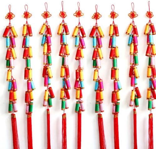 Chinese New Year 2014 Year of the Horse supplies decorative ornaments decorated with colorful strings of firecrackers Chinese knot cloth whip