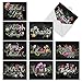 M2358TYGsl Chalk And Roses: 10 Assorted Thank You Note Cards Featuring Chalkboard Styled Written Gratitudes Combined with Beautiful and Colorful Floral Sprays, w/White Envelopes.