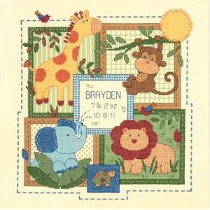 Baby-Hugs-Savannah-Birth-Record-Counted-Cross-Stitch-Kit-12x12-14-Count