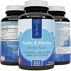 Odorless Garlic Pills for Weight Loss with Allicin - Contains Parsley Seed Extract & Chlorophyll -Powerful Antioxidants - Anti-Aging Formula - Increase Immunity with Vitamin C for Women and Men