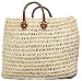 Moroccan Straw Summer Beach / Shopper / Tote Bag 21" X 20"