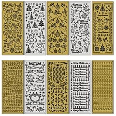 Folia 1211 - Relief-Sticker Weihnachts-Set, 10 Blatt gold + silber sortiert