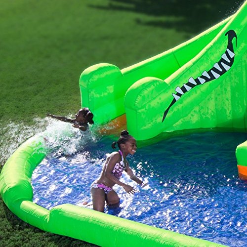 Blast Zone Crocodile Isle Inflatable water Park with Dual Slides by