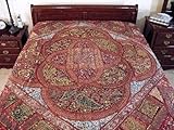 Russet Kundan Indian Sari Decorative Bedspread Tapestry