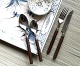 Flatware Service for 4 Stainless Steel with Trendy Coffee Colored Handles for Spring