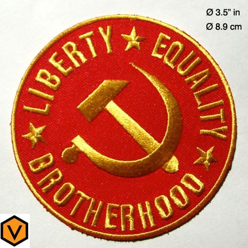 LIBERTY EQUALITY BROTHERHOOD HAMMER AND SICKLE COMMUNISM ANTIGLOBALIST RED PATCH