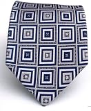 100% Silk Woven Navy Geometric Tie