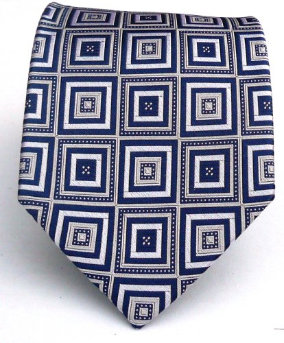 100% Silk Woven Navy Geometric Tie