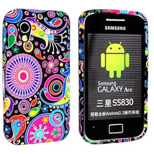 DARK COLOUR MULTI CIRCLE DESIGN PRINT SILICONE PROTECTION CASE COVER FOR SAMSUNG GALAXY ACE S5830