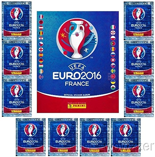 2016-Panini-UEFA-EURO-France-Special-Sticker-Collectors-Package-with-10-Factory-Sealed-Packs-PLUS-96-Page-EURO-Sticker-Collectors-Album-Includes-Total-of-56-Brand-New-Stickers-Imported-from-Europe