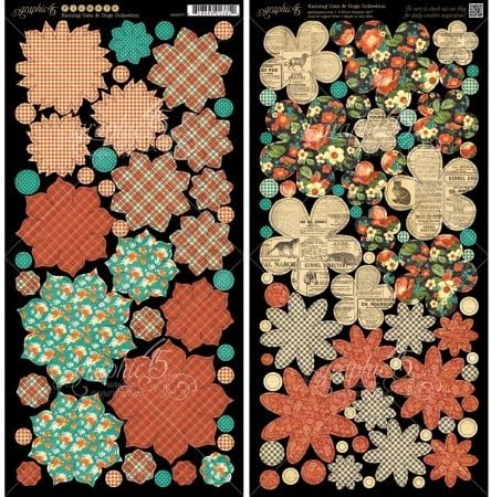 Graphic 45 G4500977 Raining Cats &amp; Dogs Cardstock Die-Cuts 6X12 Sheets 2/Pkg-Flowers