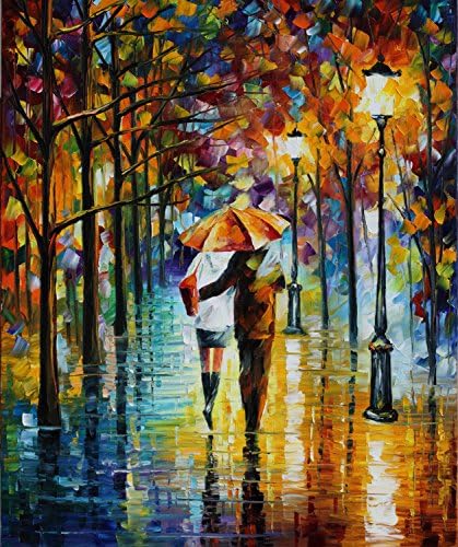 Under The Red Umbrella Art Wall Decorative Canvas Knife Painting on Canvas 24 x 30 in 60 x 75 cm Unframed