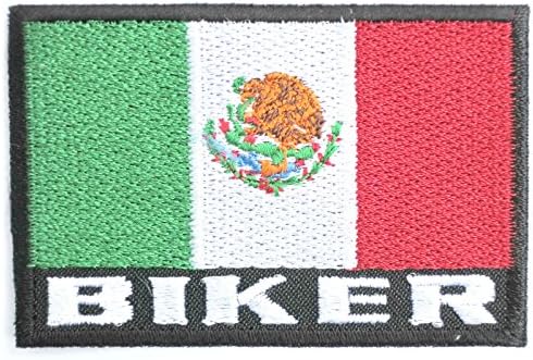 MEXICO Flag Proud MEXICAN Biker Iron On Chopper PatchApprox: 2.8"7.3cm x Approx: 1.8"/5.7cm By MNC Shop