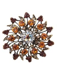 Jewelry: YAZILIND Womens Fancy Vintage Golden Orange Crystal Rhinestone Bling Flower Fashion Brooch Pin - YAZILIND JEWELRY LIMITED