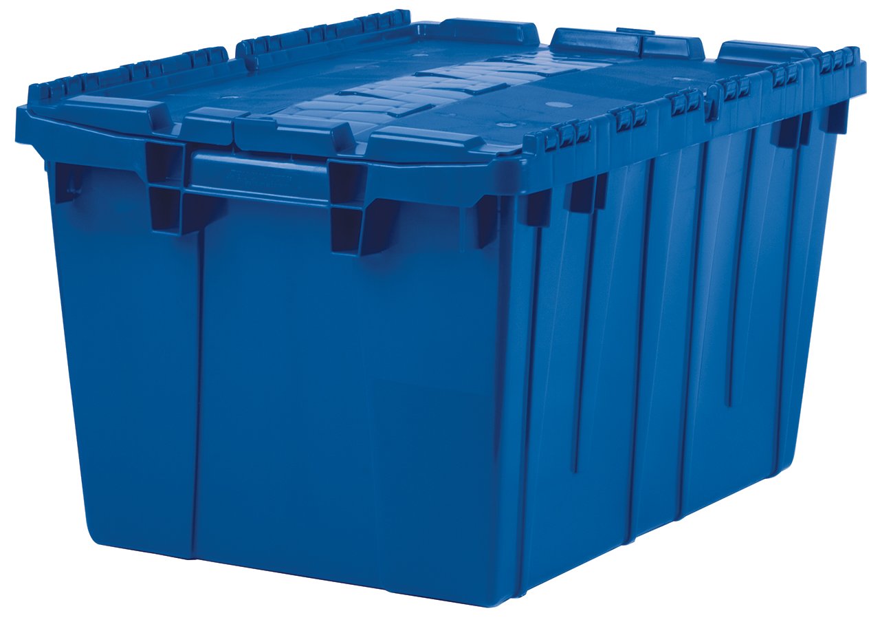 AkroMils 39120 12 Gallon Industrial Grade Attached Lid Flip Top Tote