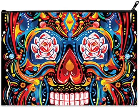 Woman Zipper Closure Coin Purse Pouch Cosmetic Makeup Bags With Day of the Dead Sugar Skull Girl Print.