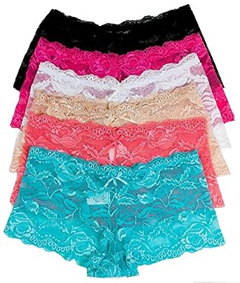 Barbra Lingerie Women's Plus Size Lace Boy Short Panties - Multi-Pack (S-5XL)