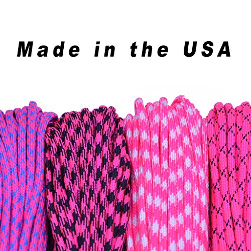 BoredParacord Brand 550 lb Paracord - 100 ft. - Pink Colors