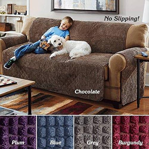 ULTIMATE FURNITURE PROTECTOR, PUFF CHENILLE SLIP COVER (CHAIR) BURGUNDY