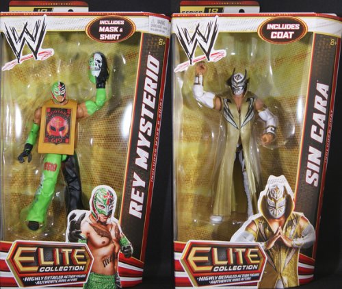 **PACKAGE DEAL** SIN CARA & REY MYSTERIO - WWE ELITE 18 MATTEL TOY WRESTLING ACTION FIGURES-image