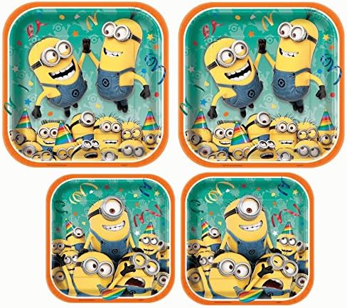 Square Despicable Me Dinner Plates, 2 Pack of 8 total 16ct and Square Despicable Me Dessert Plates, 2 Pack of 8 total 16ctr Plates,