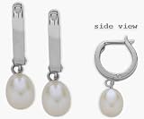 White Gold 14 Karat White Leverback Drop Style Pearl Earrings