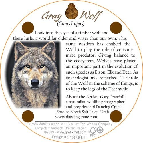 GrafixMat Coaster, Timber Wolf, Made in the USA