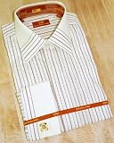 Steven Land Cream/Brown Pinstripes 100% Cotton Shirt