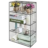 26 inch Black Metal Wire Wall Mounted or Freestanding Kitchen / Bathroom / Bedroom Organizer Shelf Rack