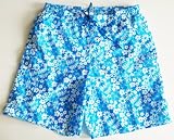 Big and Tall Mens Swim Trunks with Adjustable Elastic Drawstring Waist and Board Short Style Front, 2 Inseam Slit Pockets and Side Cargo Pocket. Mesh Lined. Blue Flowers in Sizes XL - 4XL