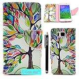 Galaxy Alpha Case, Galaxy Alpha G850F Wallet Case, U-Gem star Galaxy Alpha G850F PU Leather Wallet Stand Magnetic Cover Case for Samsung Galaxy Alpha G850F,with SIM Card Adapter Kit+Screen Protector+Black Stylus (Tree)