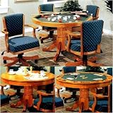 Kitchen & Housewares : 3-in-1 Solid Oak Wood Poker, Pool, Game, Dining Table and 4 Chairs Set