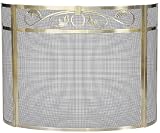Outdoor Living : UniFlame 3 Panel Polished Iron Bow Screen W/ Top Scroll Design
